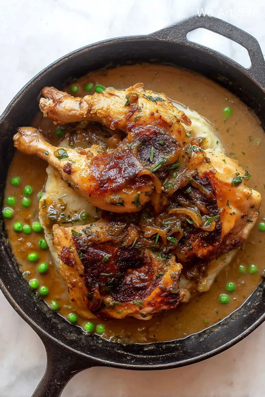 Spring Smothered Chicken with Herb Smashed Potatoes