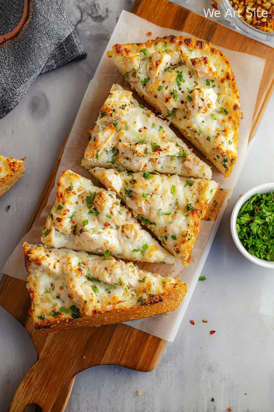 Chicken Alfredo Garlic Bread