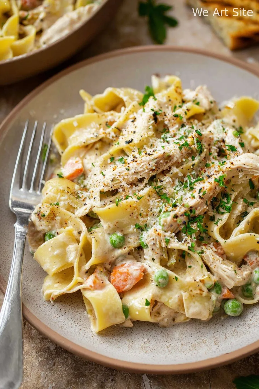 Creamy Chicken Pot Pie Pasta with Pappardelle