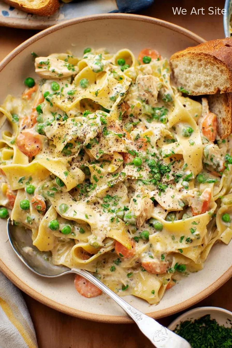 Creamy Chicken Pot Pie Pasta with Pappardelle