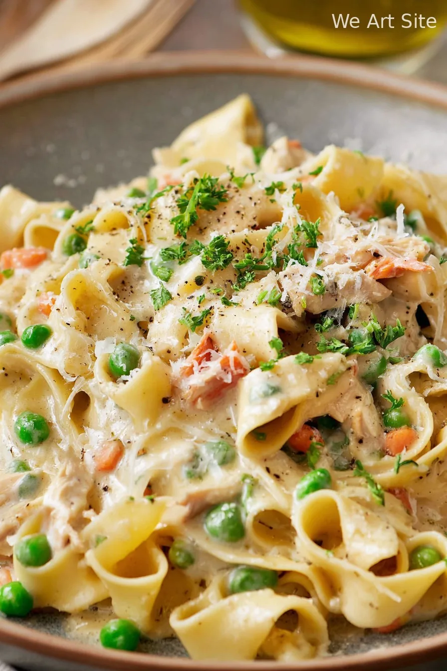 Creamy Chicken Pot Pie Pasta with Pappardelle