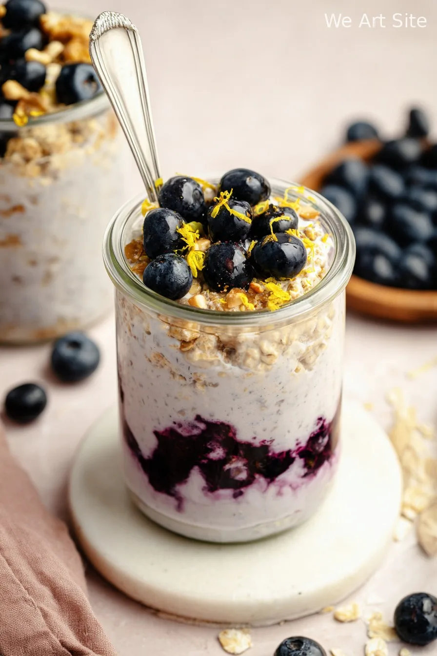 High-Protein Lemon Blueberry Overnight Oats