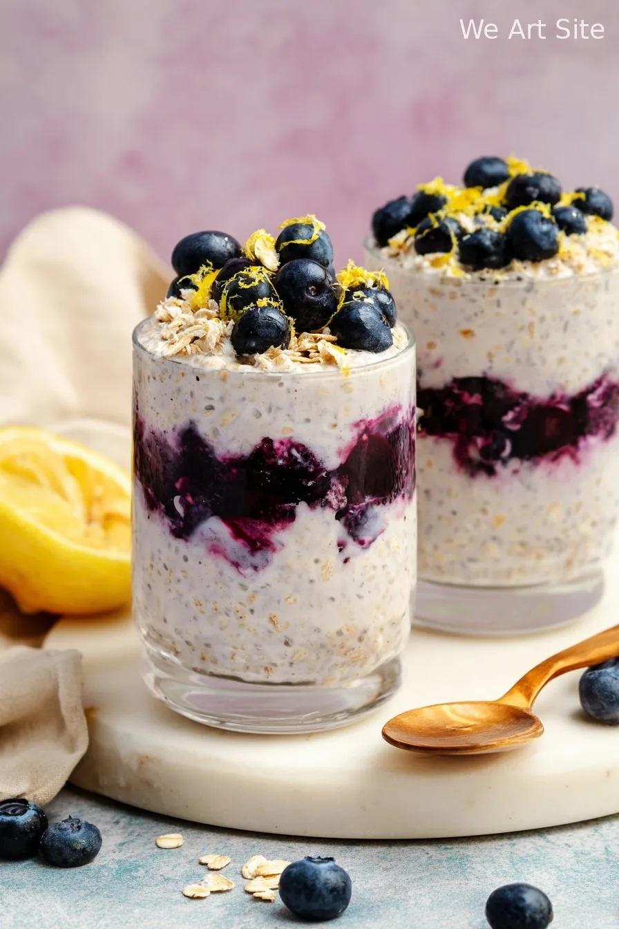 High-Protein Lemon Blueberry Overnight Oats