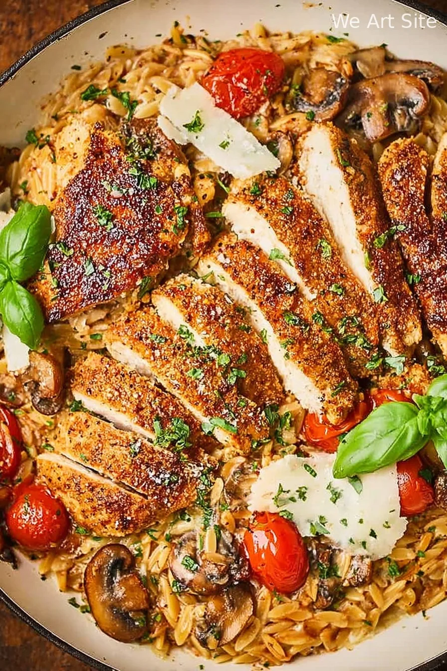 One Pan Ricotta Chicken and Orzo Skillet
