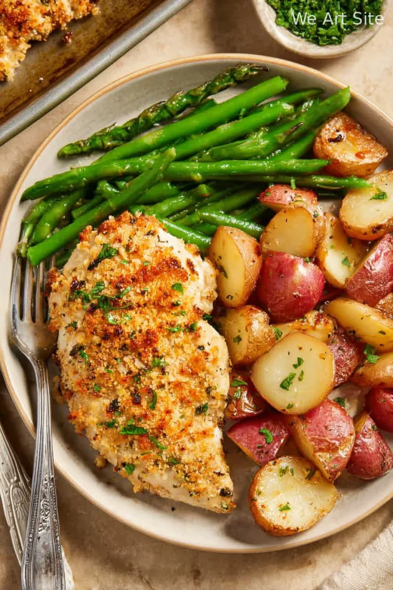 Parmesan Crusted Chicken Sheet Pan Dinner