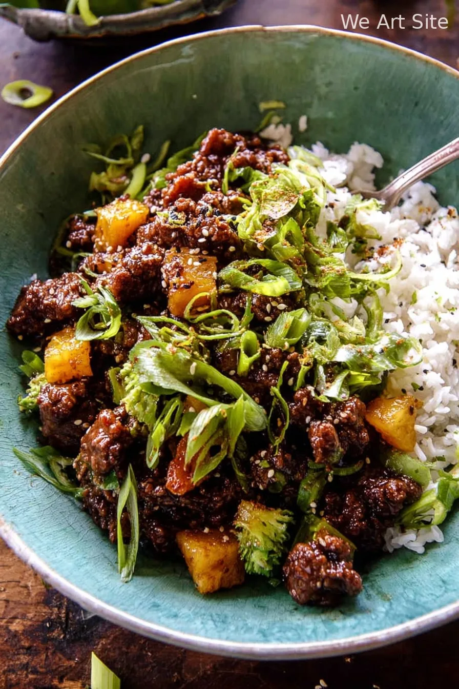 20 Minute Sticky Ginger Sesame Pineapple Beef