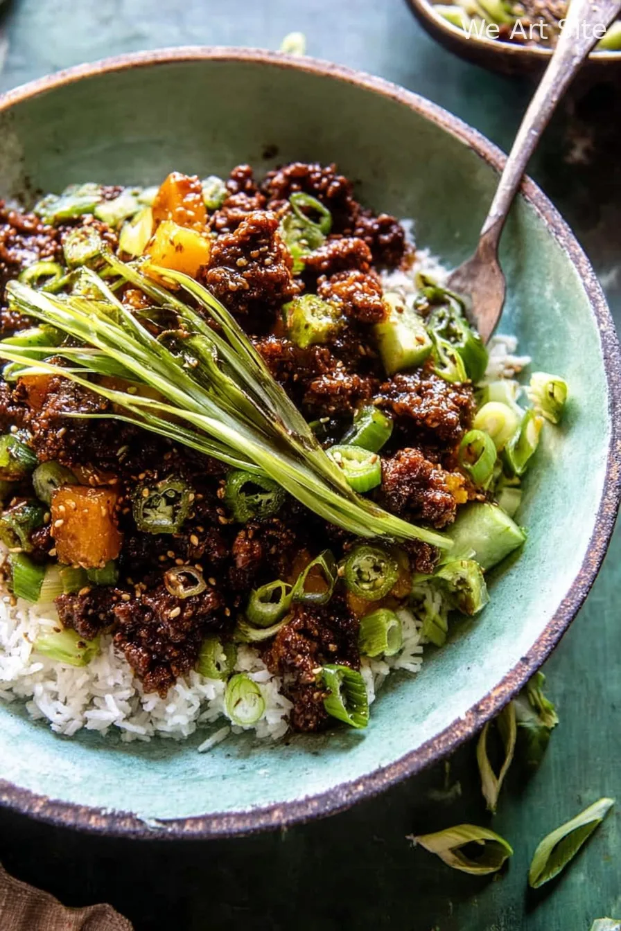 20 Minute Sticky Ginger Sesame Pineapple Beef