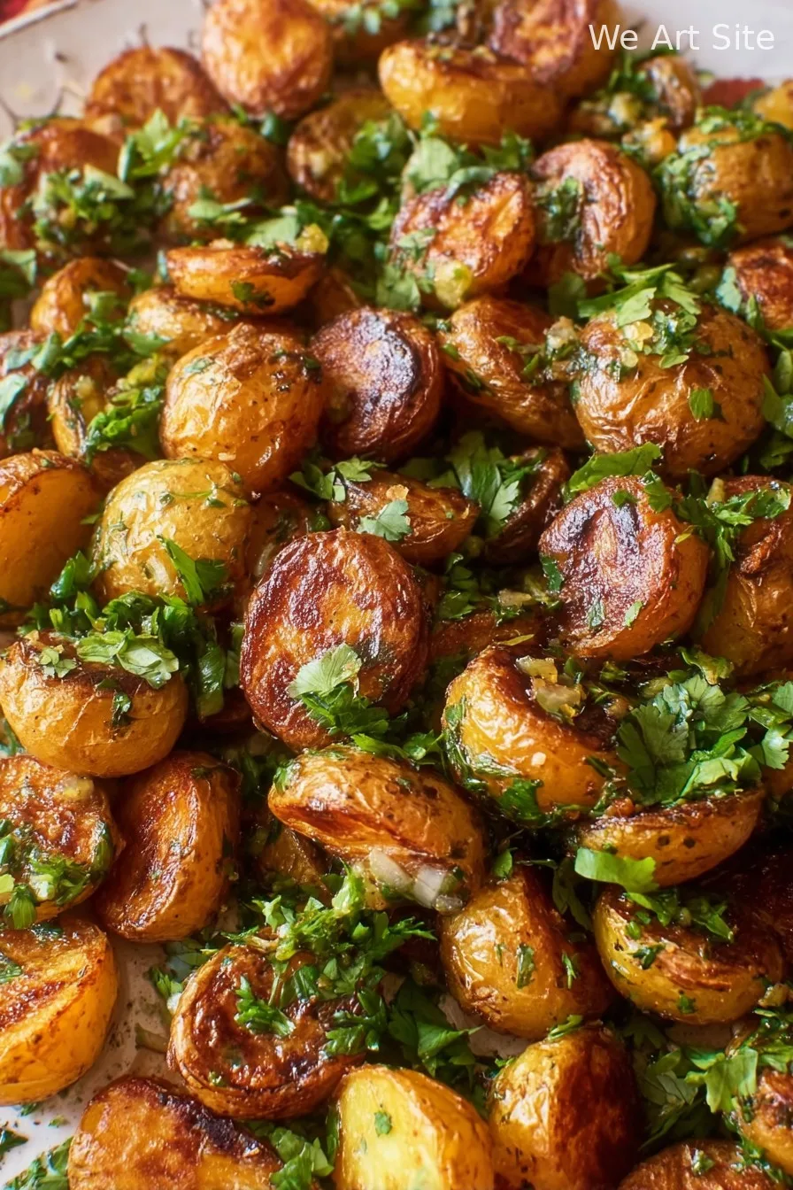 Garlicky Crispy Potatoes with All The Herbs
