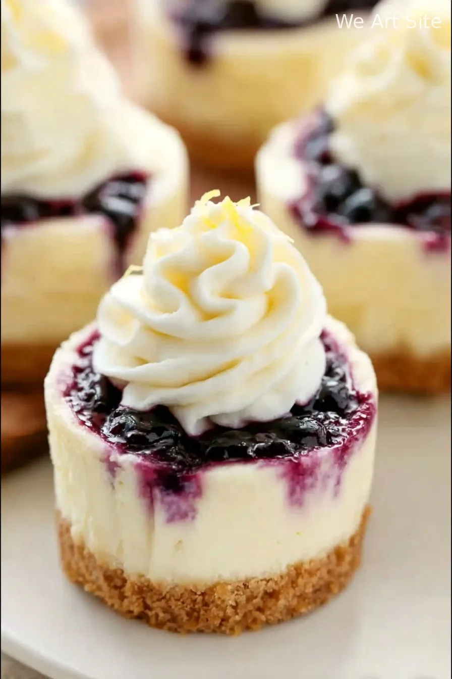 Mini Lemon Blueberry Cheesecakes