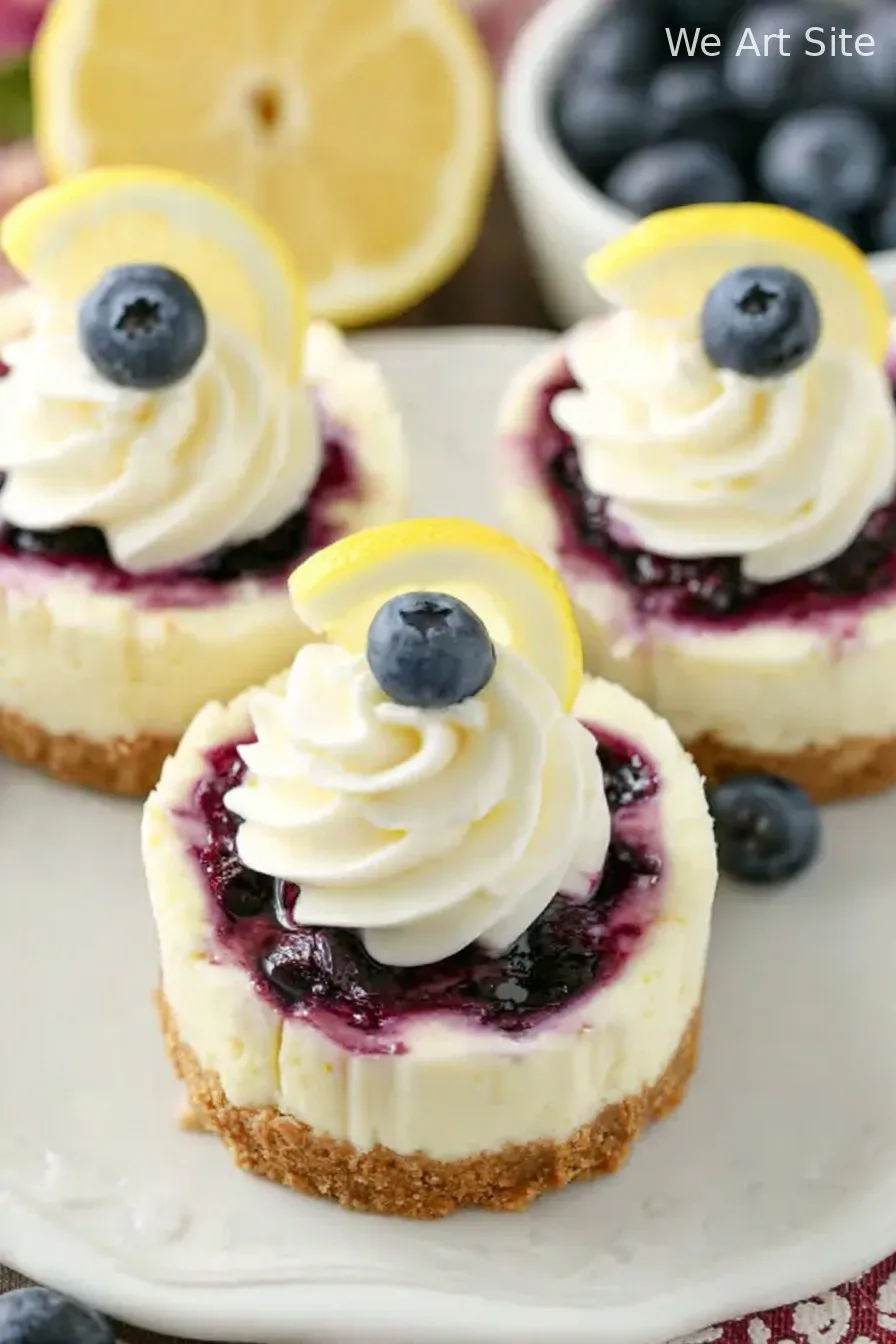 Mini Lemon Blueberry Cheesecakes