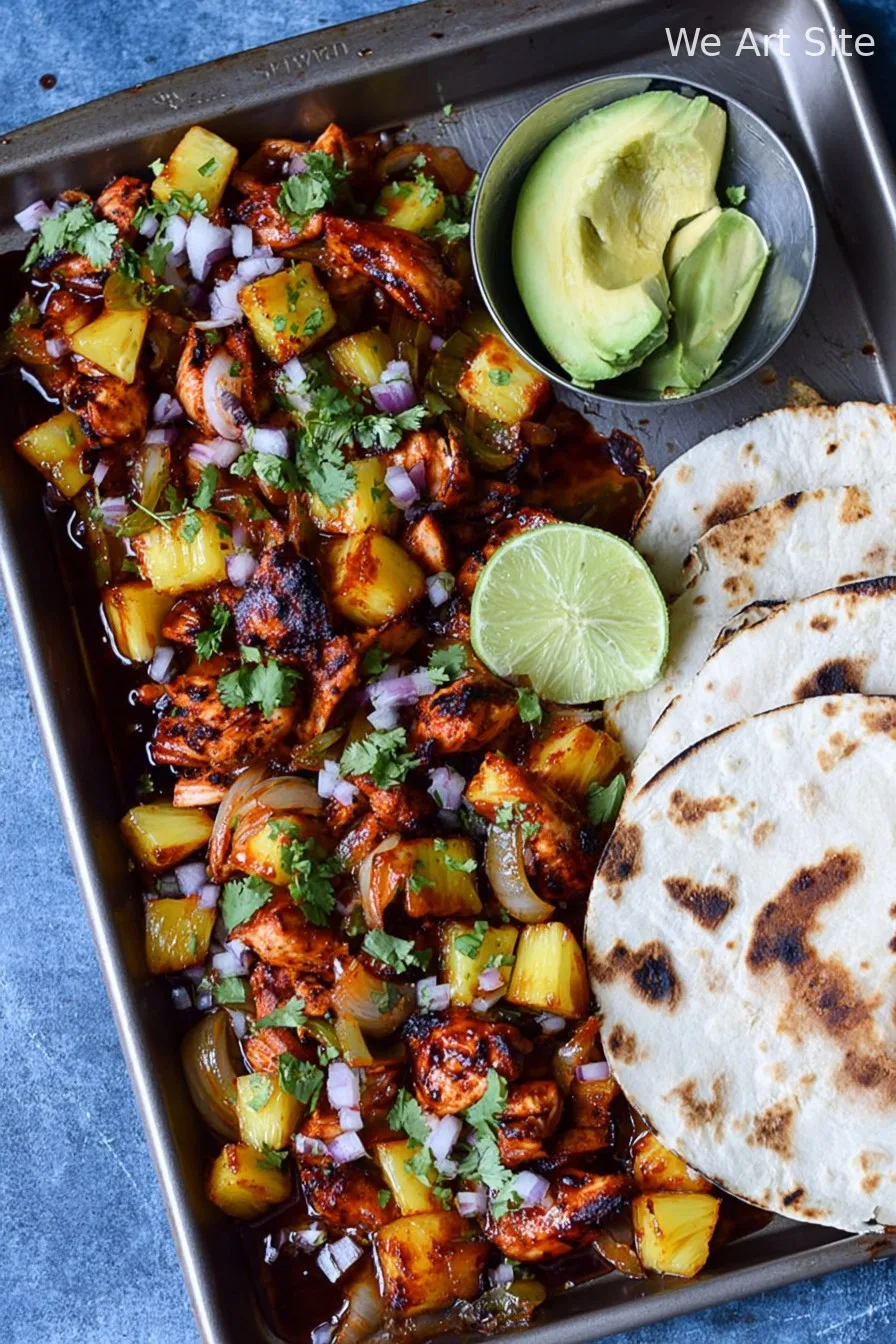 One Pan Chicken and Pineapple Tacos