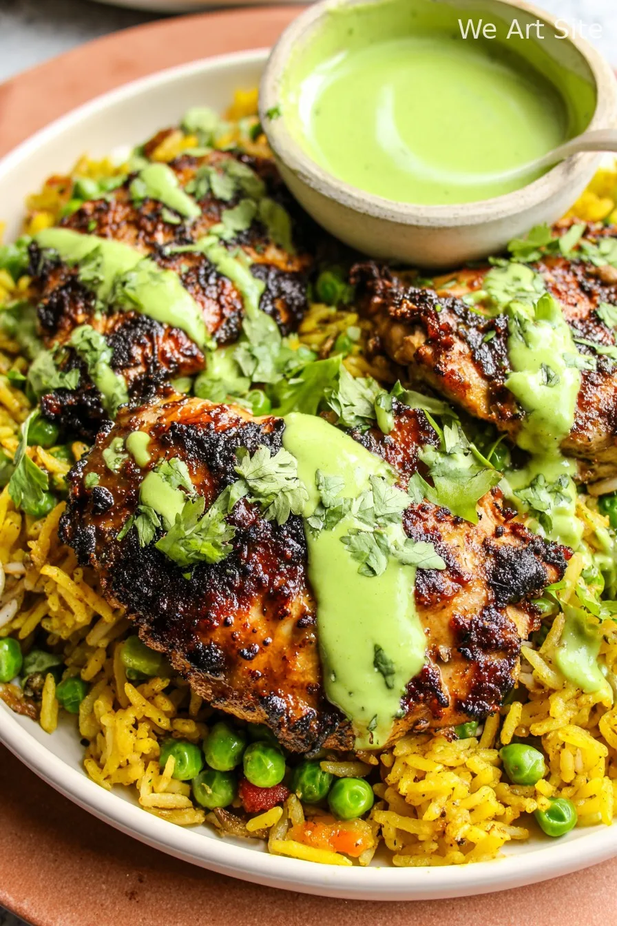 Peruvian Chicken & Rice with Green Sauce