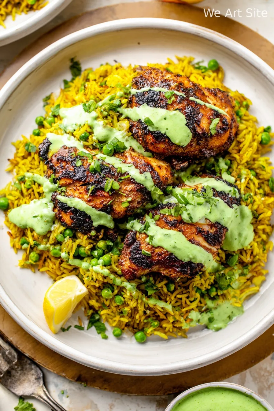 Peruvian Chicken & Rice with Green Sauce