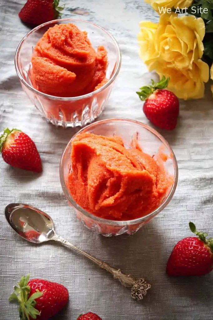 Strawberry Mango Sorbet in the Blender