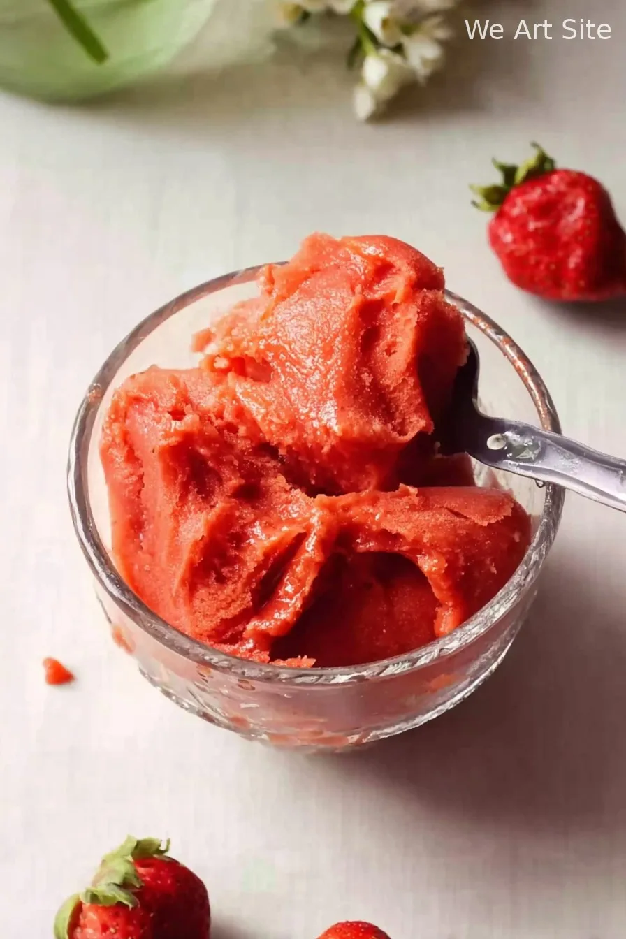 Strawberry Mango Sorbet in the Blender