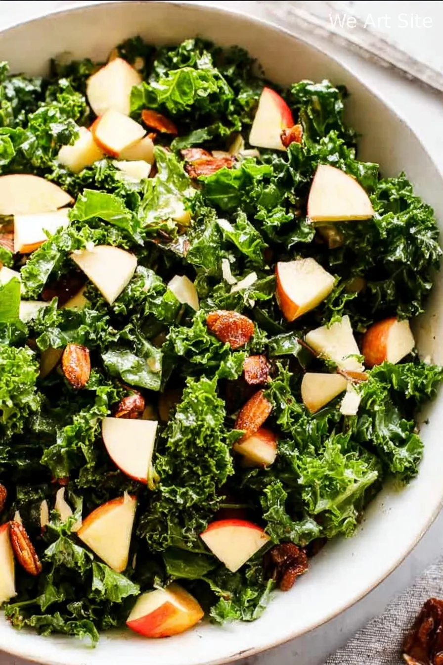 Kale Apple Salad with Cheddar and Almonds
