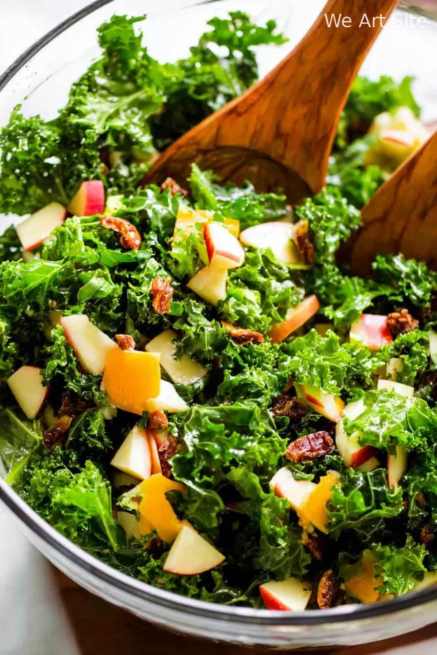 Kale Apple Salad with Cheddar and Almonds
